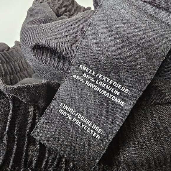 7 For All Mankind M Black Linen Blend Drawstring Pull On Shorts Patch Pockets - Picture 5 of 5